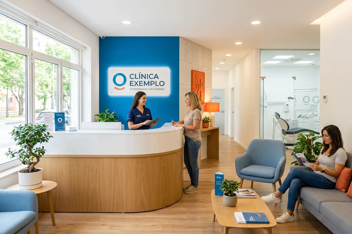 Interior da Clínica Exemplo — ambiente moderno e acolhedor